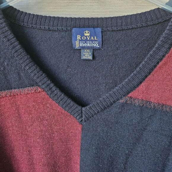Royal New Zealand 100% Merino Wool Super Soft V-Neck Sweater XXL Vintage 90s - Picture 3 of 11